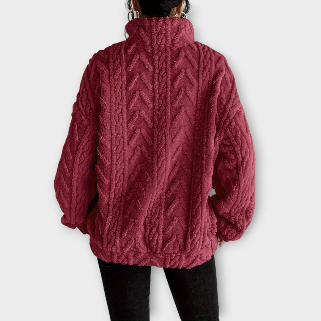 Annie Boutique™| Braided Zip-Up Pullover
