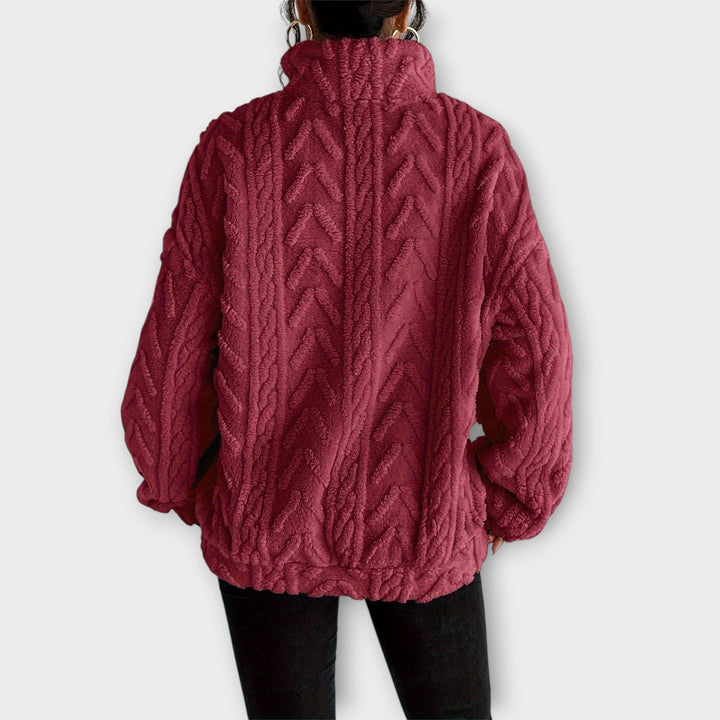 Annie Boutique™| Braided Zip-Up Pullover