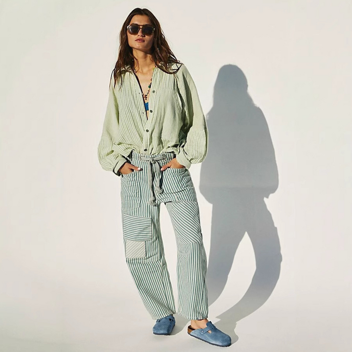 PERLAH™ – Chic Stripe Drawstring Wide-Leg Pants