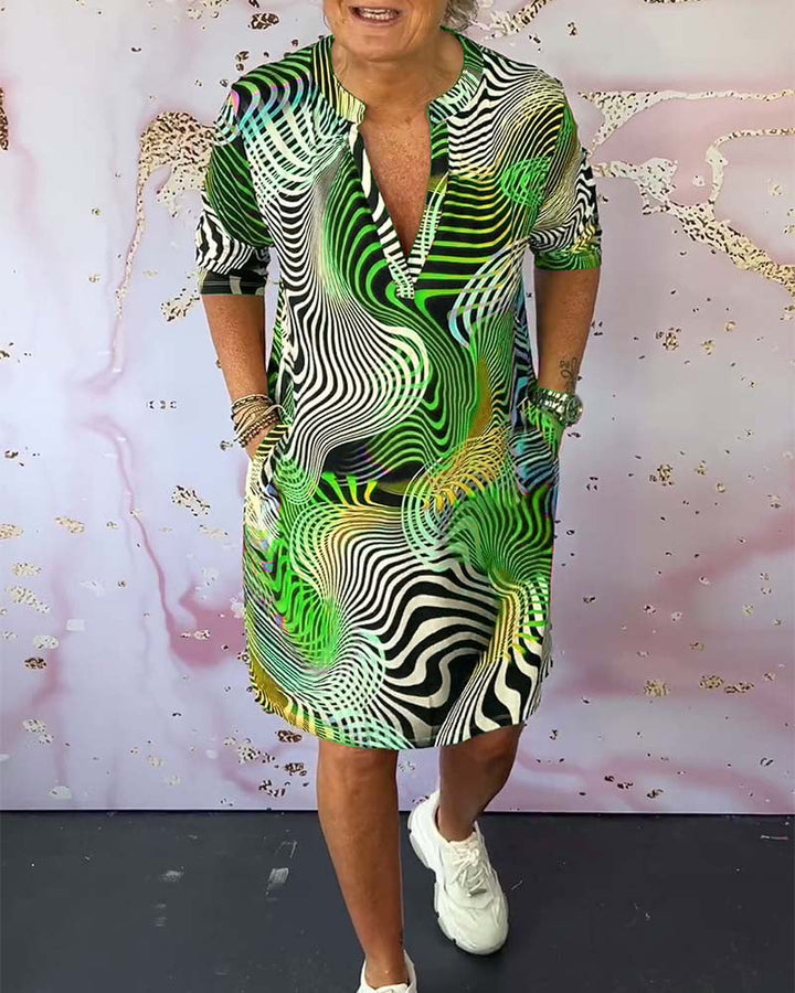 Annie Boutique™ | Colourful V-Neck Dress