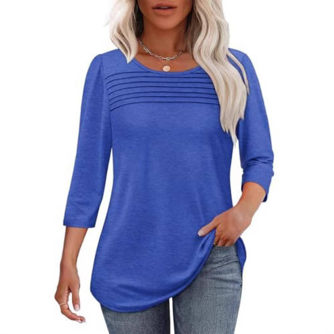 TESSARA™ – Casual Pleated Front Spring Top