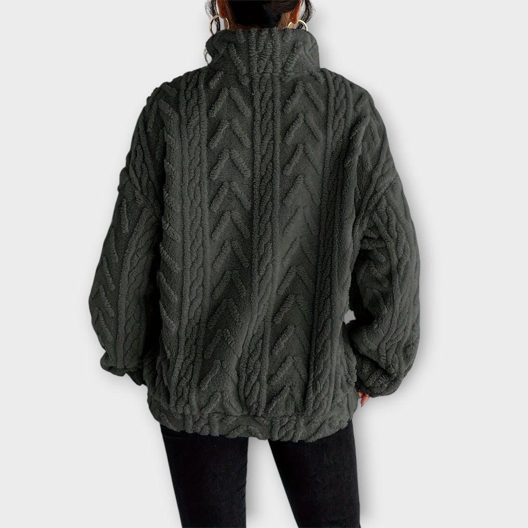 Annie Boutique™| Braided Zip-Up Pullover