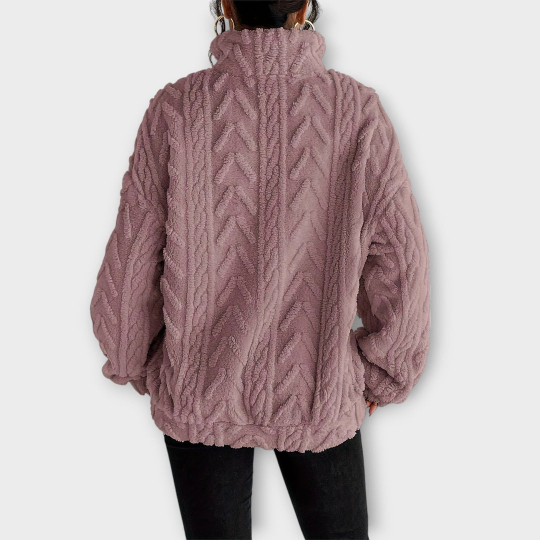 Annie Boutique™| Braided Zip-Up Pullover