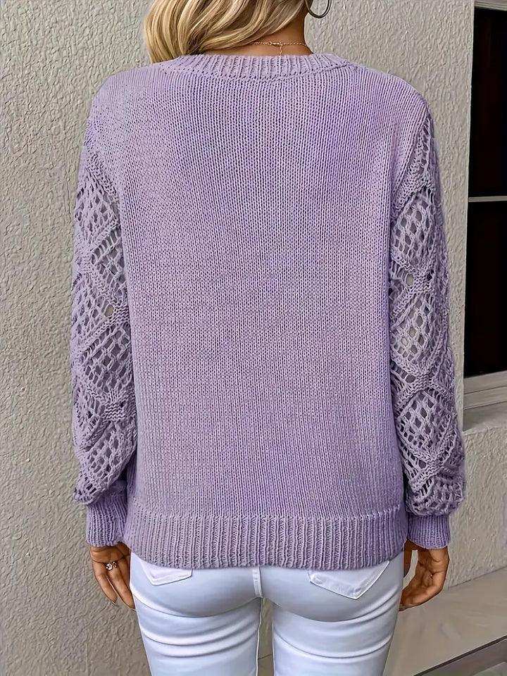 Annie Boutique™ | Lace-Sleeve Knit Sweater