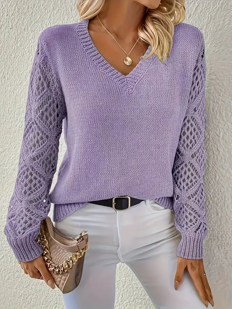 Annie Boutique™ | Lace-Sleeve Knit Sweater