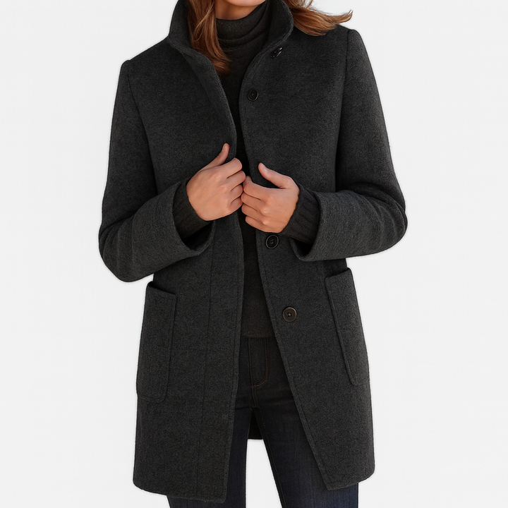 Freya | Classic High Collar Wool Blend Jacket