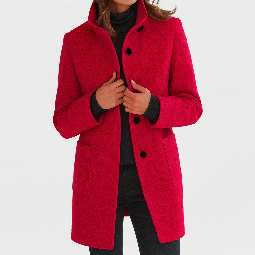 Freya | Classic High Collar Wool Blend Jacket