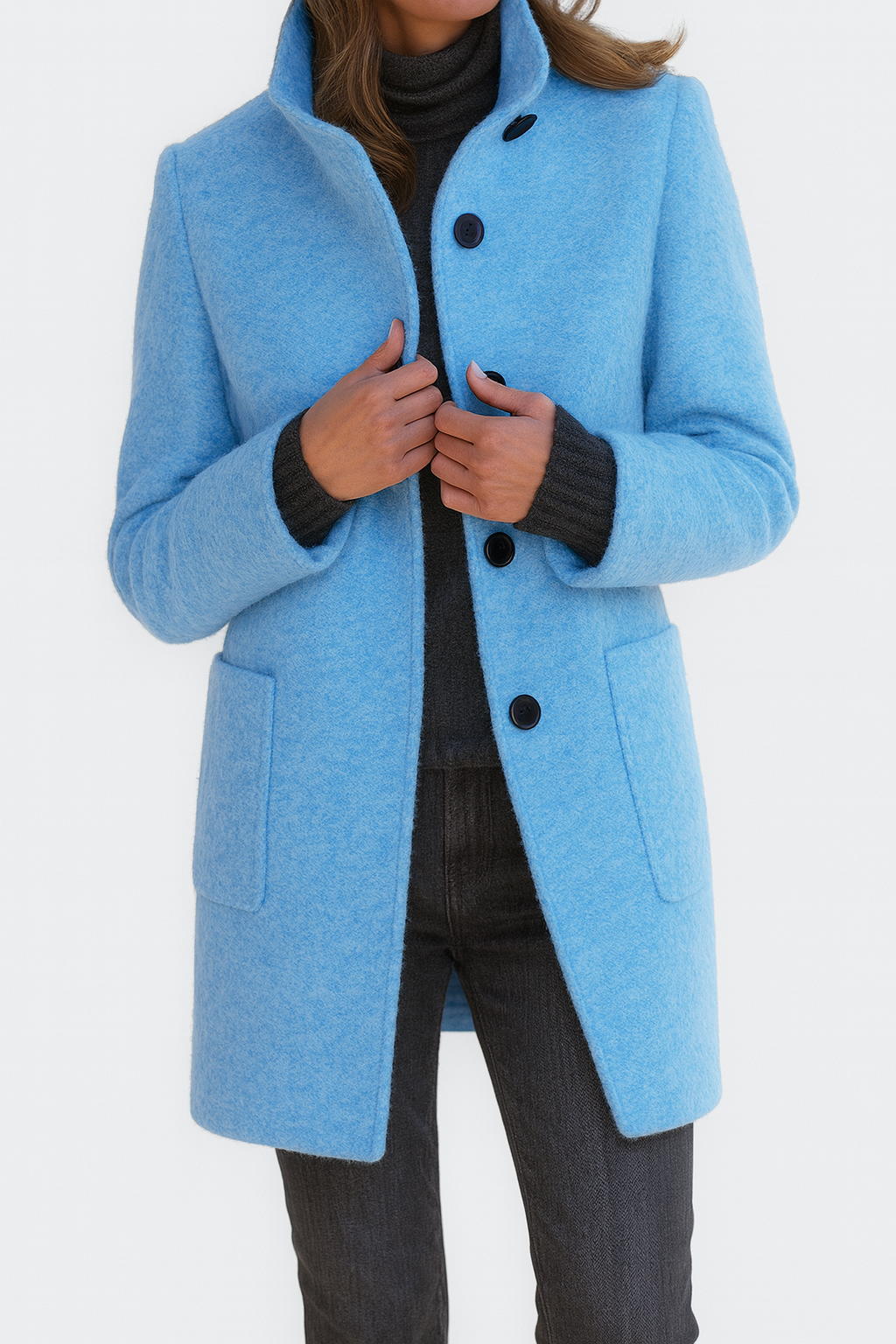 Freya | Classic High Collar Wool Blend Jacket
