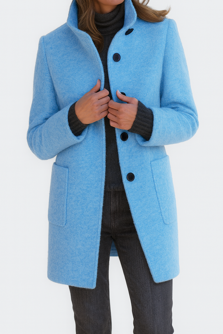 Freya | Classic High Collar Wool Blend Jacket