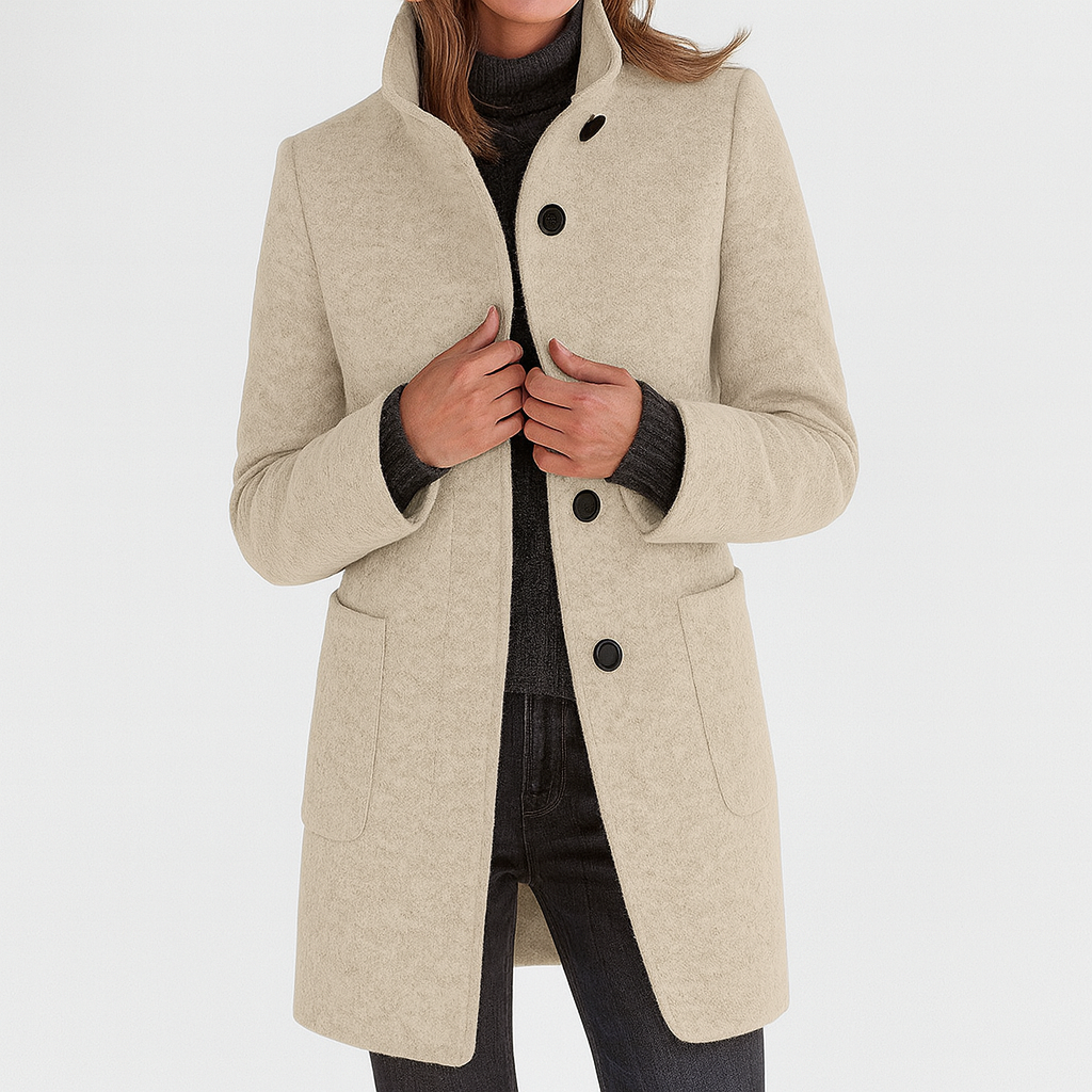 Freya | Classic High Collar Wool Blend Jacket