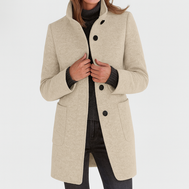 Freya | Classic High Collar Wool Blend Jacket