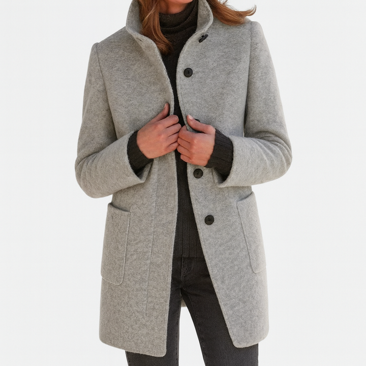 Freya | Classic High Collar Wool Blend Jacket