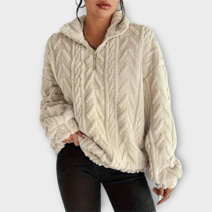 Annie Boutique™| Braided Zip-Up Pullover
