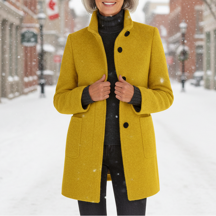 Freya | Classic High Collar Wool Blend Jacket