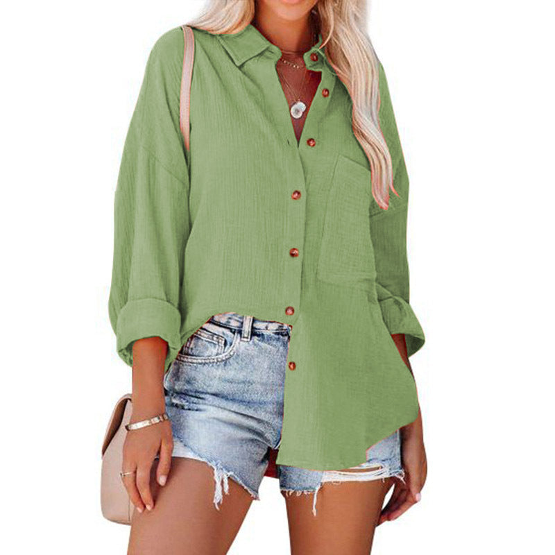 WOLLY™ - Casual Button Down Long Sleeve Blouse