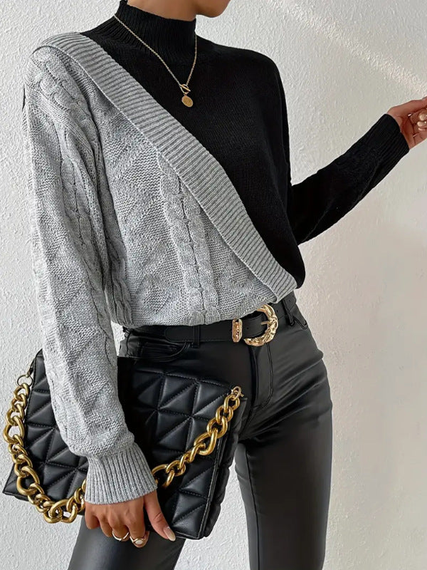 Annie Boutique™ | Contrast Cable Knit Sweater