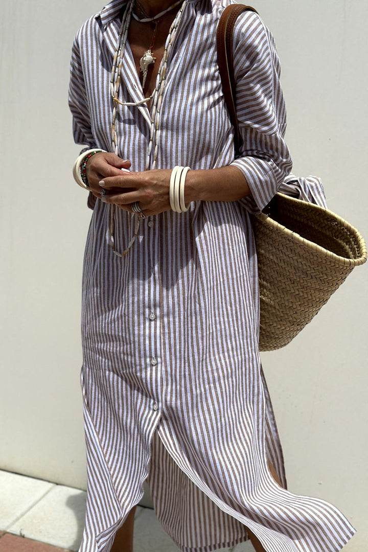 Annie Boutique™ | Elegant Striped Shirt Dress