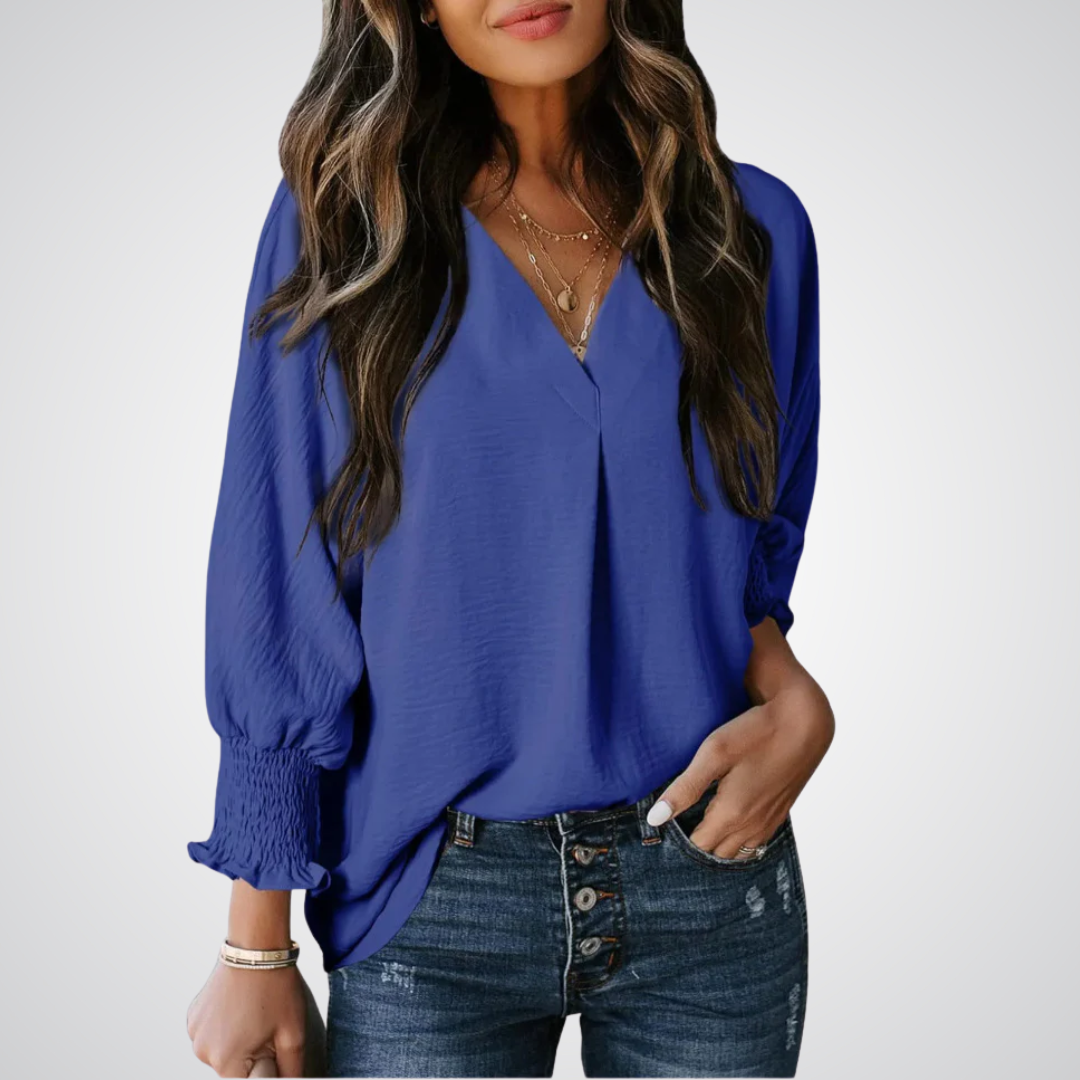 LEILA™ – Classic V-Neck Tunic Blouse