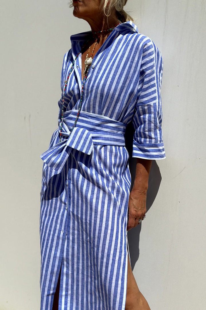 Annie Boutique™ | Elegant Striped Shirt Dress
