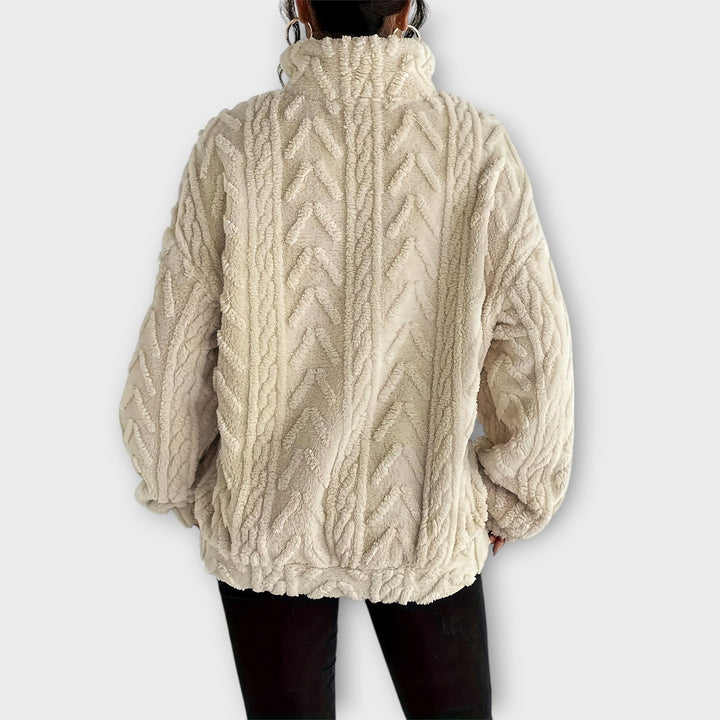 Annie Boutique™| Braided Zip-Up Pullover